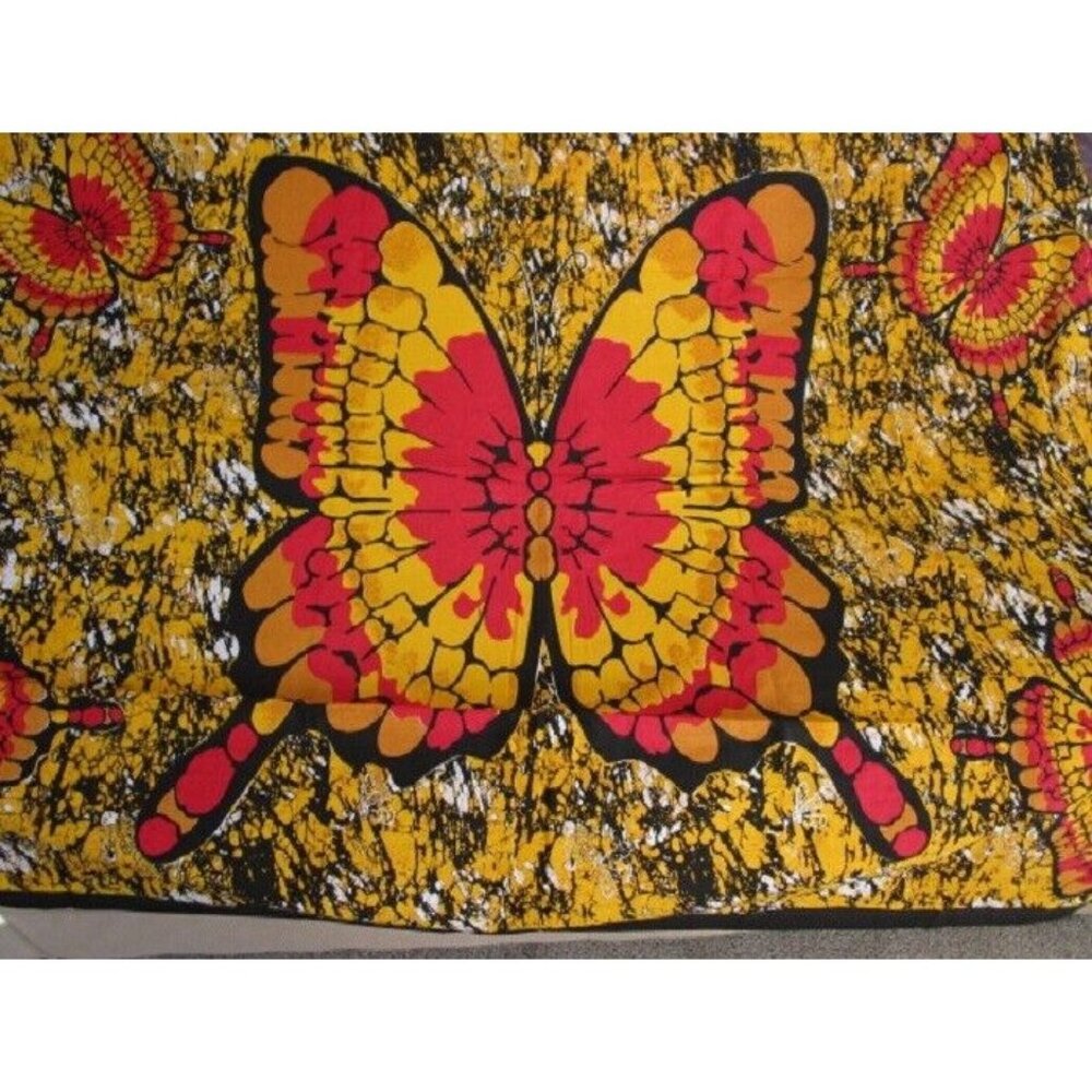 New Large Butterfly Red & Yellow Tapestry Decor Wall Hanging Coverlet Wings NIP